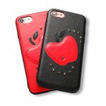 Wholesale iPhone SE (2020) / 8 / 7 Apple Design Studs Armor PU Leather Case (Red)